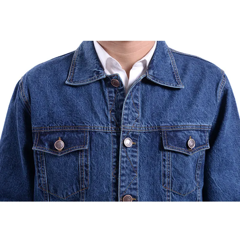 

Spring and autumn Denim jacket top Middle-aged Men's Casual jacket Men's Lapel Long-sleeved Tooling Motorcycle jacket Big sale