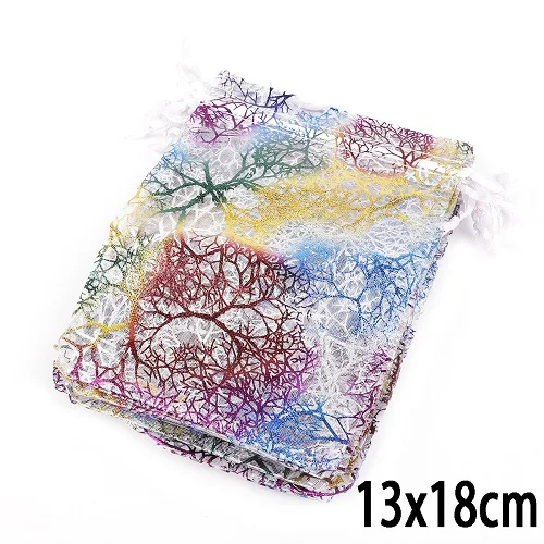 White 13x18cm 10/20/50 шт 4 размера шнурок мешки из органзы белого цвета и красочный Ювелирная упаковка мешки подарка венчания мешочки для ювелирных изделий - Цвет: White 13x18cm