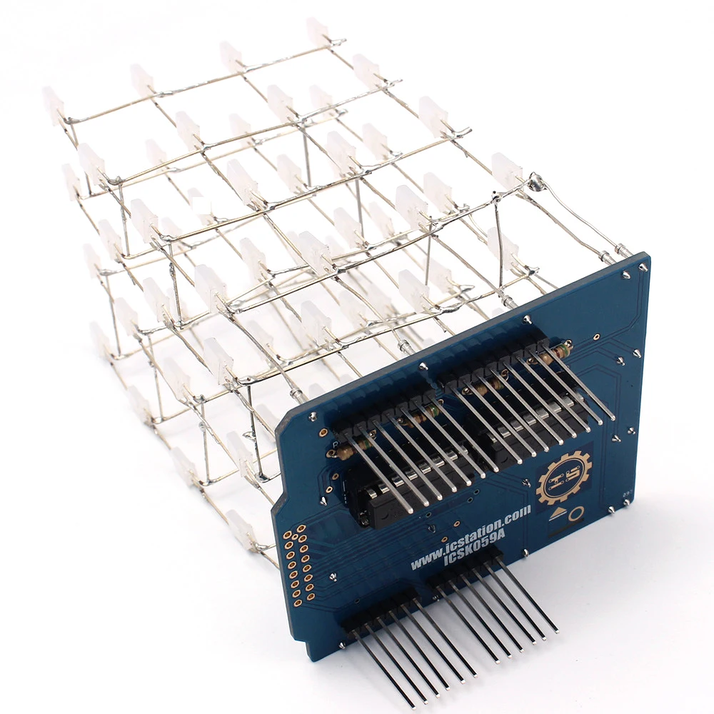 4X4X4 синий светодиодный светильник Cube Kit 3D светодиодный DIY Kit электронный набор для Arduino Smart Electronics СВЕТОДИОДНЫЙ комплект Cube