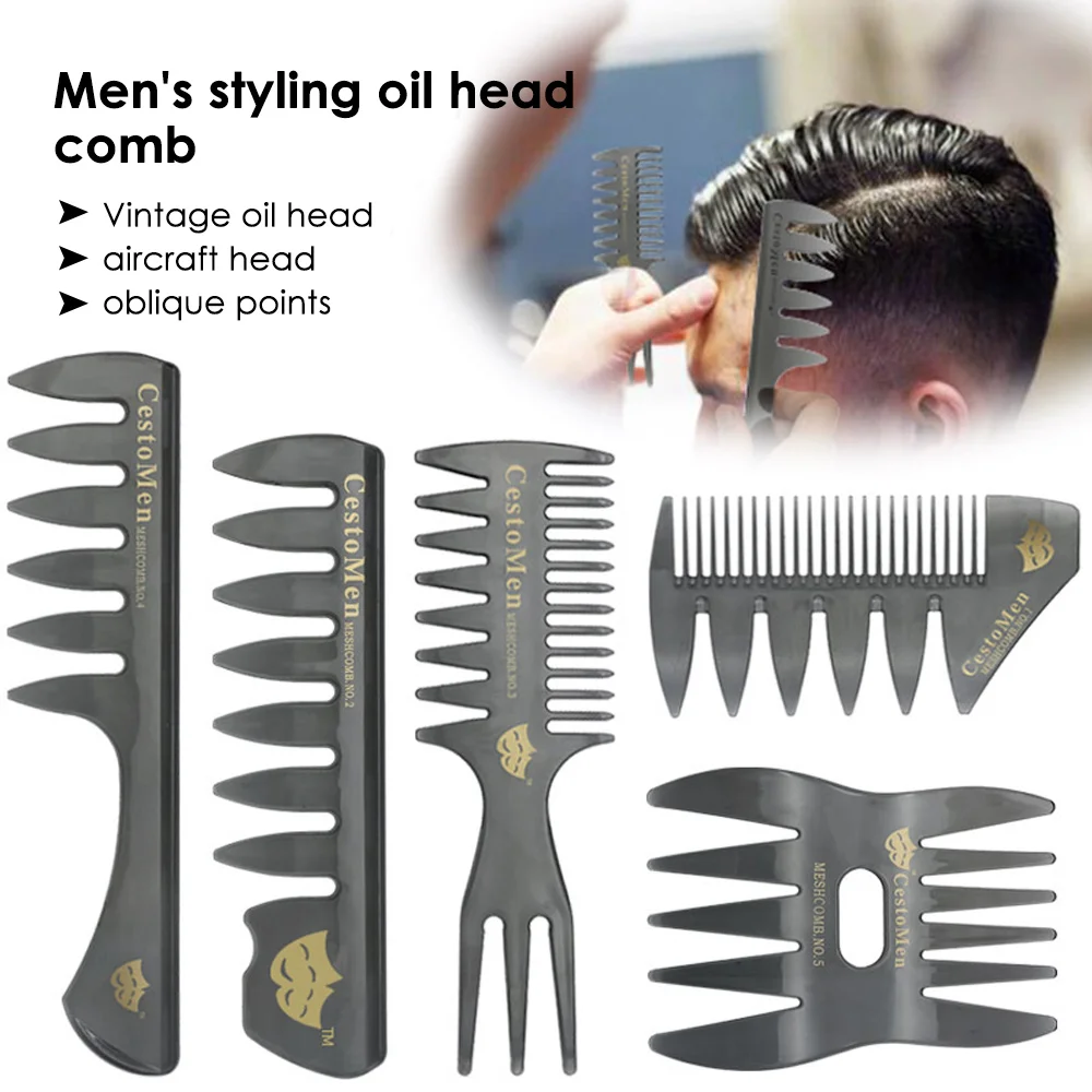 Buy 1Pcs Wide Teeth Comb Handle Grip Large Tooth Detangling Curly Hair Back Head Styling Beard Oil Men Hairdressing on