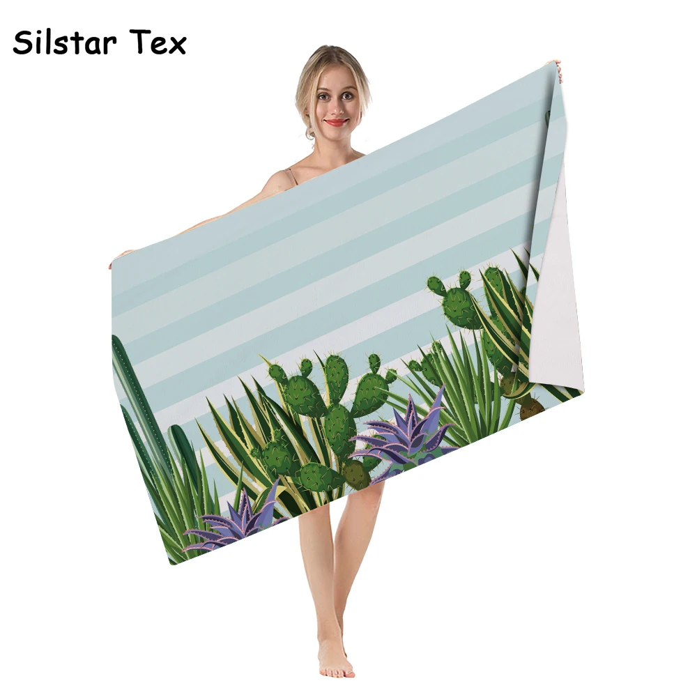 Пляжное одеяло Silstar Tex для взрослых украшение с тропическими растениями зеленое