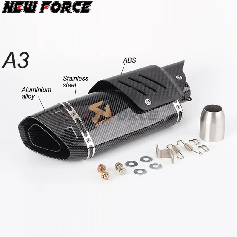 A3 Мотоцикл Akrapovic выхлопной модифицированный глушитель труба скутер питбайк грязи Мотокросс Универсальный R6 ZX6R Z900 GSXR750 DUKE690 - Цвет: A3
