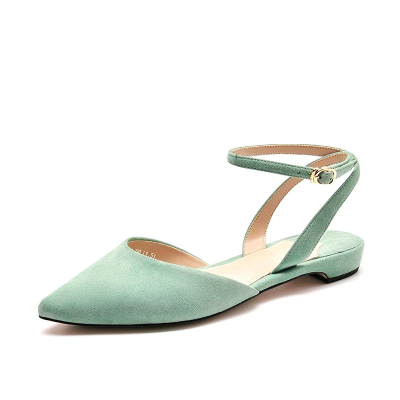 Mint Green BeauToday/женские босоножки с острым носком; замшевая обувь с ремешком на щиколотке; элегантная женская обувь для вечеринок на плоской подошве; ручная работа; 32163 - Цвет: Mint Green
