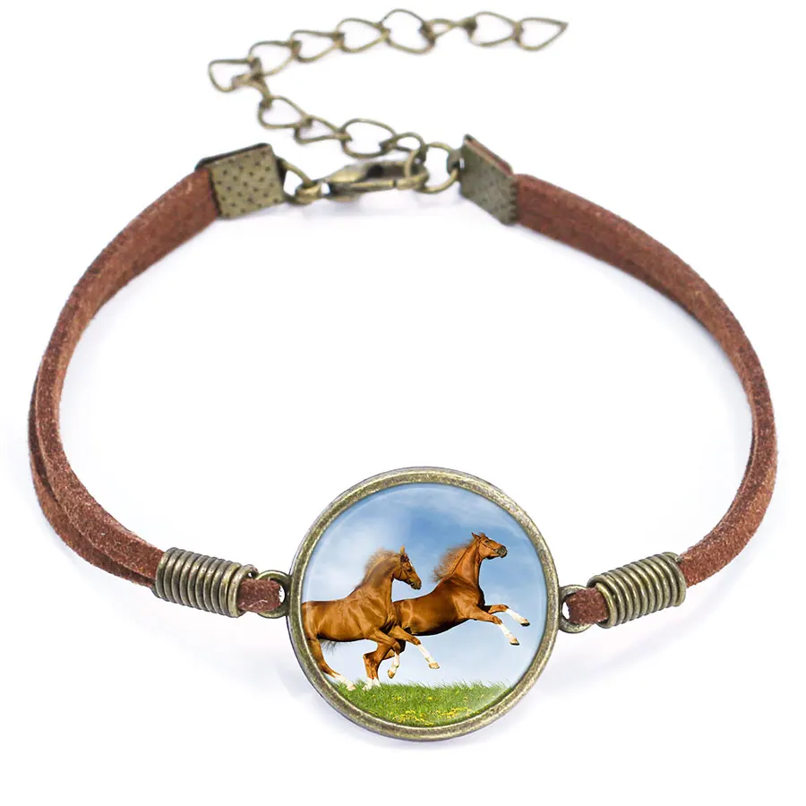 Винтаж лошадь стекло кабошон браслет-цепочка браслет для девочек Для женщин