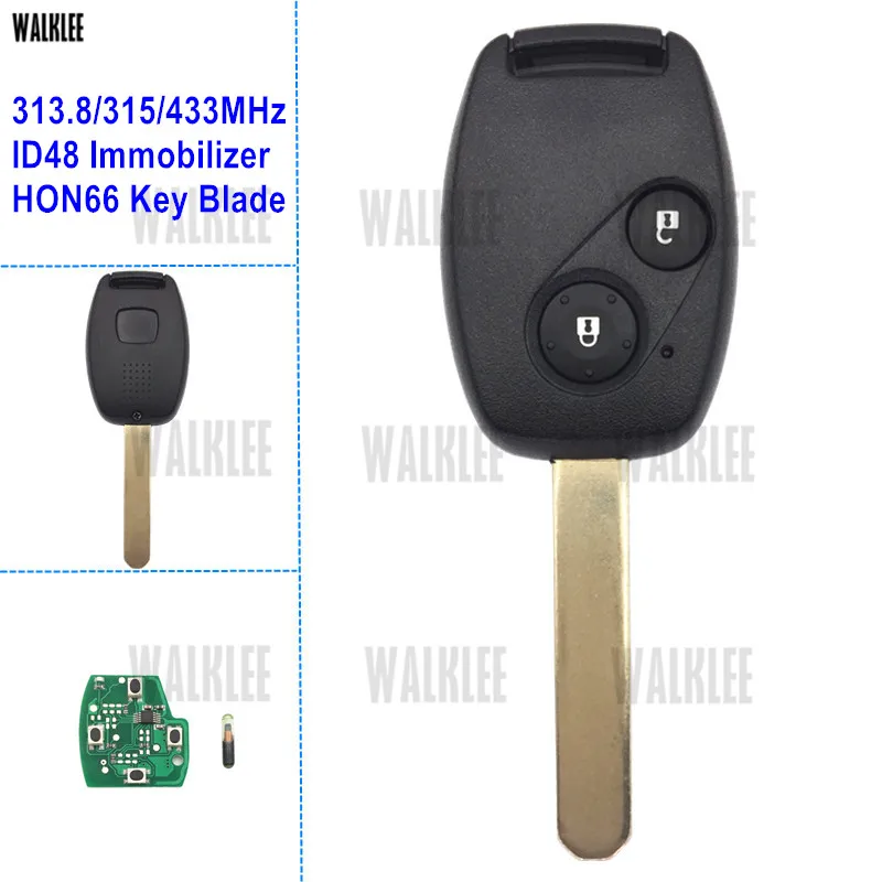 WALKLEE 2 кнопки дистанционного ключа для Honda CR V Accord Элемент HR Prado Corolla Джаз челнок