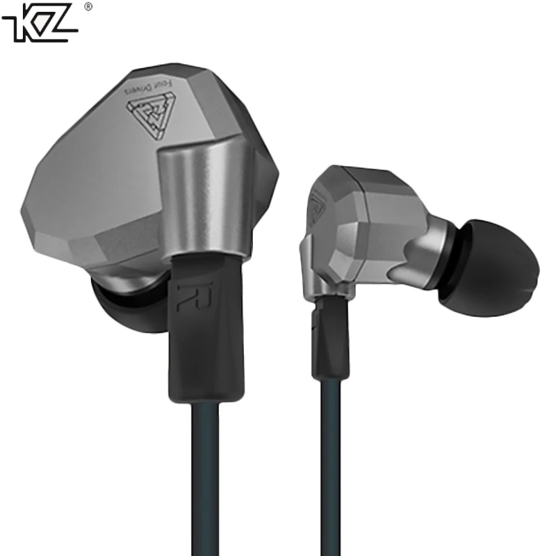 

KZ ZS5 original earphone wired cable with microphone stereo bass quad driver portable detachable cables Blue Grey 3 sizes muff