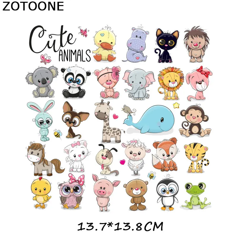 Детские Виниловые нашивки ZOTOONE с утюгом в виде животных для самостоятельной