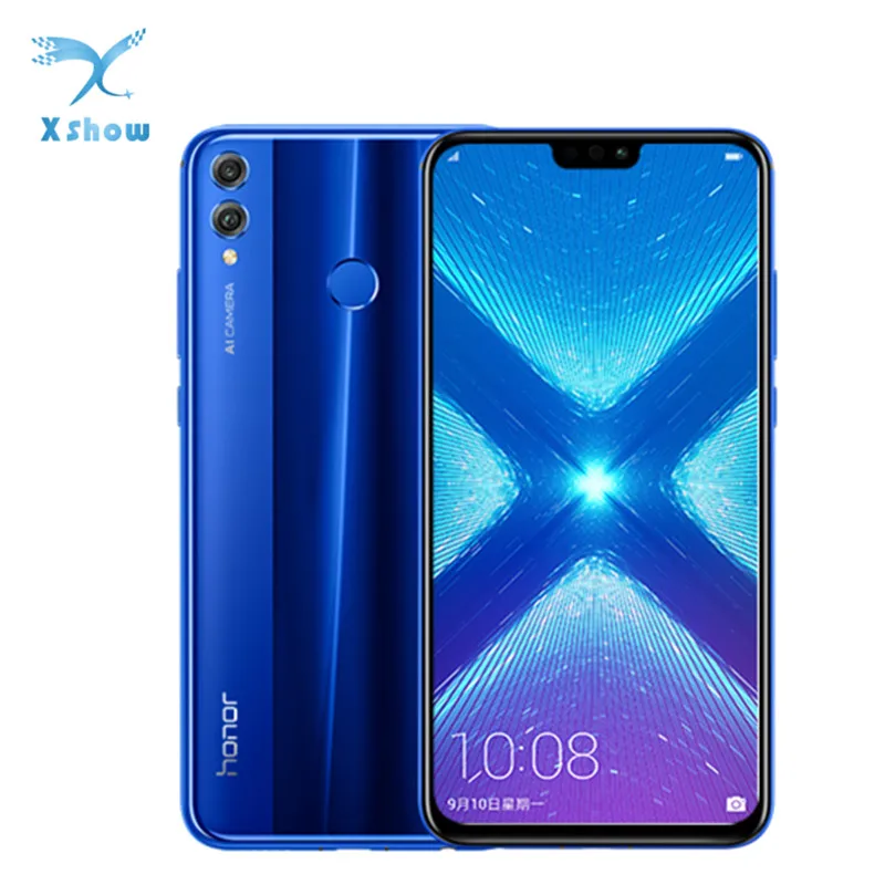 Смартфон HONOR 8X Android 8,1 4G LTE, 4 Гб ОЗУ, 64 Гб ПЗУ, 6,5 дюймов, 2,2 ГГц, четыре ядра, 20 Мп+ 16 МП, 3750 мАч, мобильный телефон с функцией распознавания лица