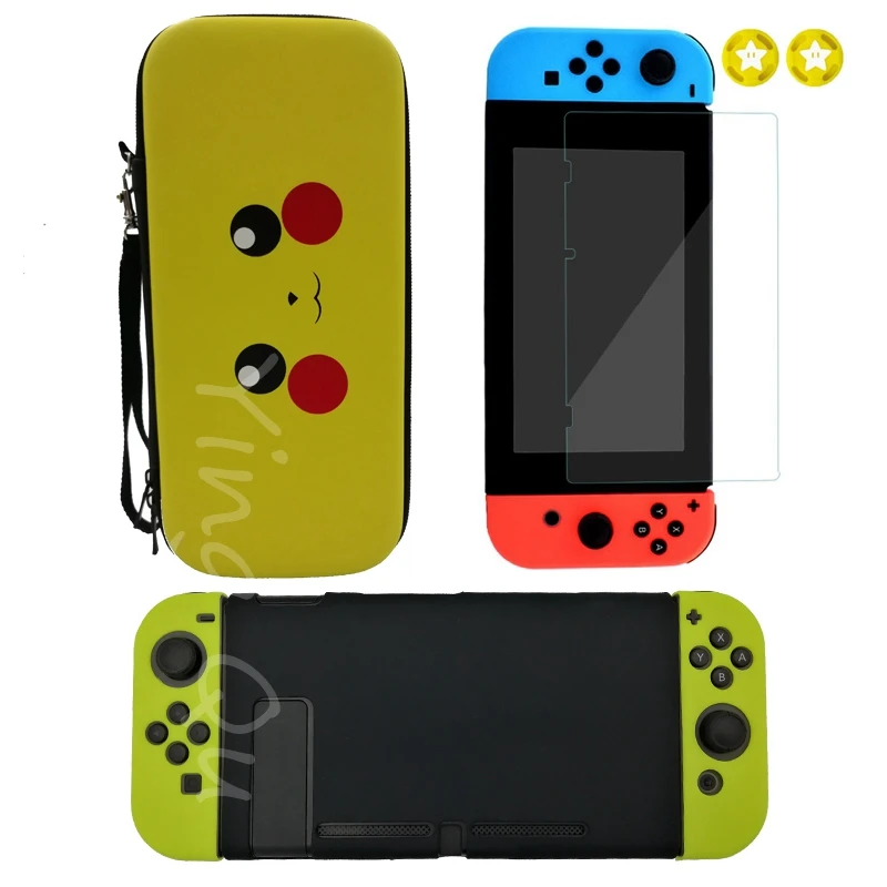 7 в 1 для Nintendo Switch NS консоль сумка для хранения из закаленного стекла протектор экрана+ силиконовый чехол для контроллера Joy-Con