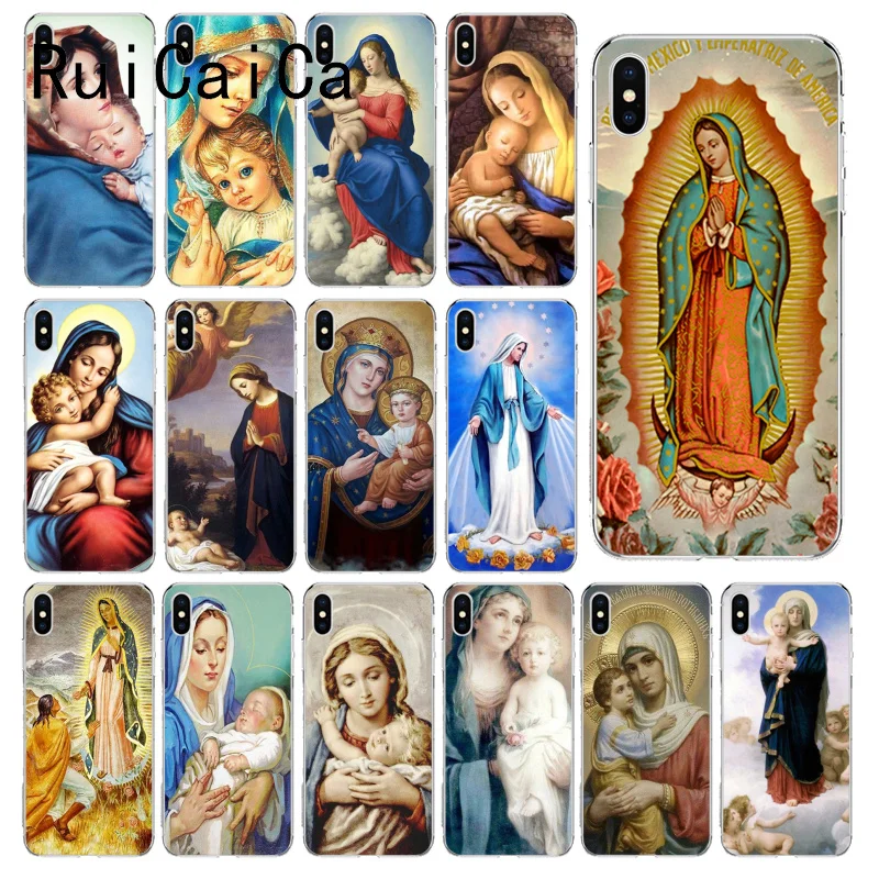 RuiCaiCa Virgin Mary Christian Рождественский Красочный милый чехол для iPhone X XS MAX 6 6s 7 7plus 8 8Plus 5 5S
