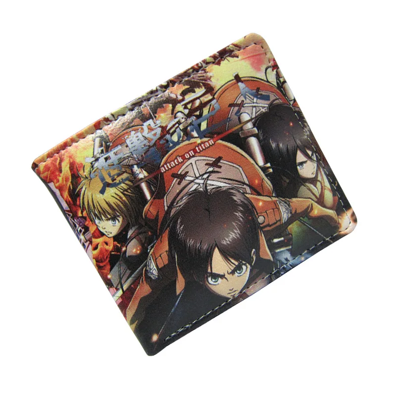 Короткий кошелек с рисунком из аниме атака на Титанов|folding wallet|quality walletpu purse |
