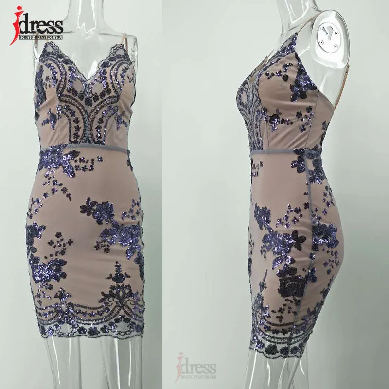 Женское облегающее платье IDress кружевное с блестками и открытой спинкой лето