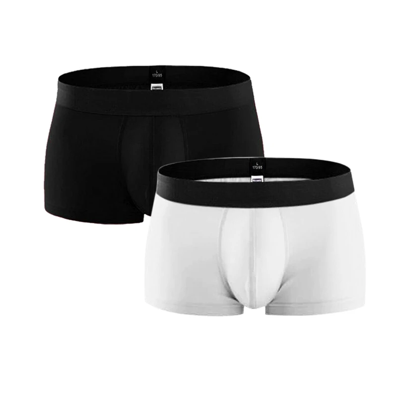 black white 2 шт./лот трусы мужские хлопок Мужчин's Штаны короткие дышащие Innerwear боксеры под Штаны мужские трусы боксеры хлопковые о - Цвет: black white