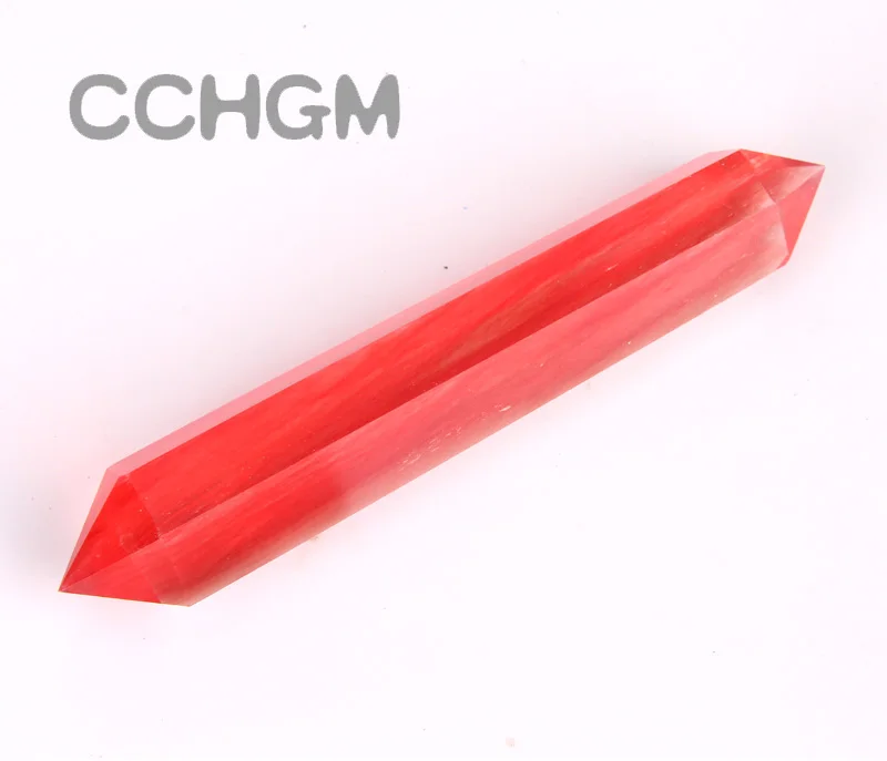 

Natural stone carved 110mm melting red crystal quartz double Point pendant Sceptre Feng shui Chakra Healing Reiki Necklaces