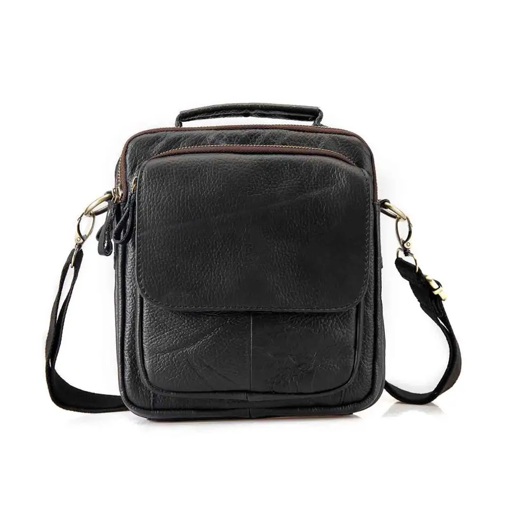 black Качественная кожаная мужская модная повседневная сумка-мессенджер Mochila дизайнерская сумка через плечо сумка для планшета 147 г - Цвет: black