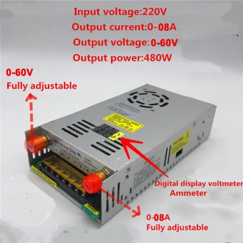DIY LED U HOME AC110/220 to DC0 60V 8A регулируемое напряжение ручка режим переключения источник