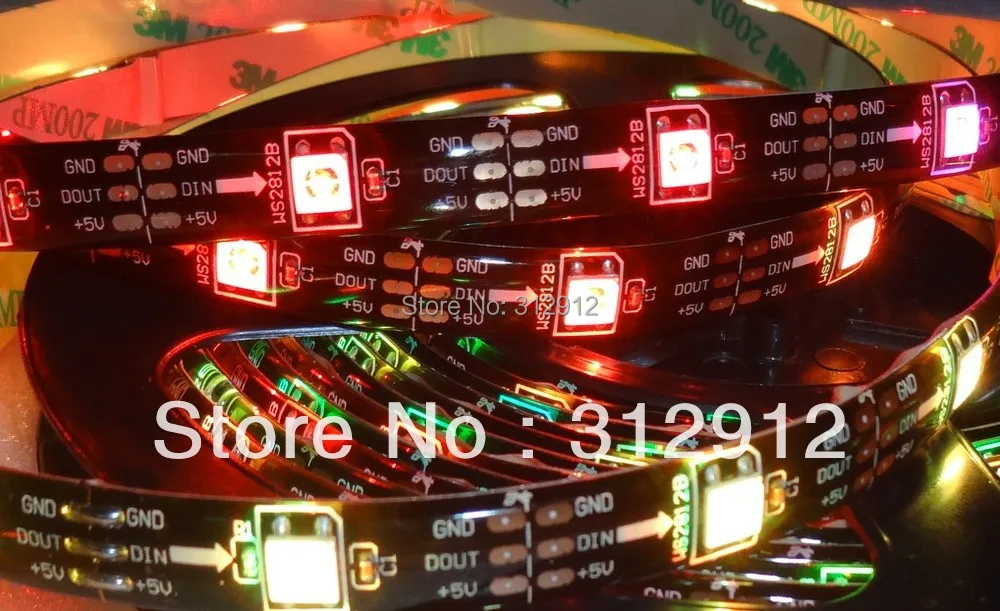 5 м DC5V черная печатная плата WS2812B led pixel srip IP65 30 шт. WS2812B/m с пикселей