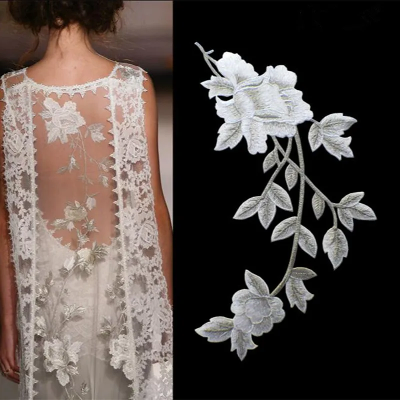 

Кружевная ткань с вышивкой, пионы, розы, аксессуары для рукоделия