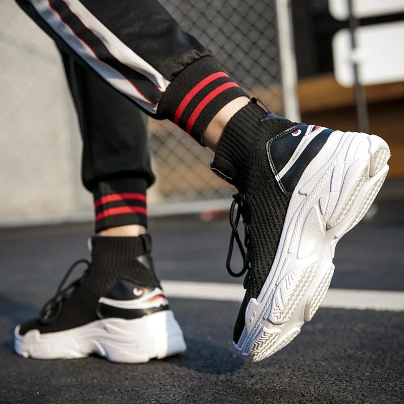 Кроссовки унисекс без шнуровки Flyknit; пара кроссовок для бега; Легкая спортивная обувь на толстой подошве для мужчин и женщин