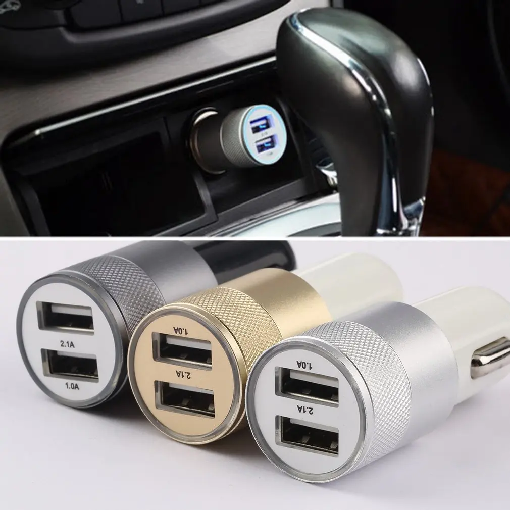 DC12 24V 2.1A 1.0A алюминиевый двойной usb порт USB универсальный автомобильный адаптер