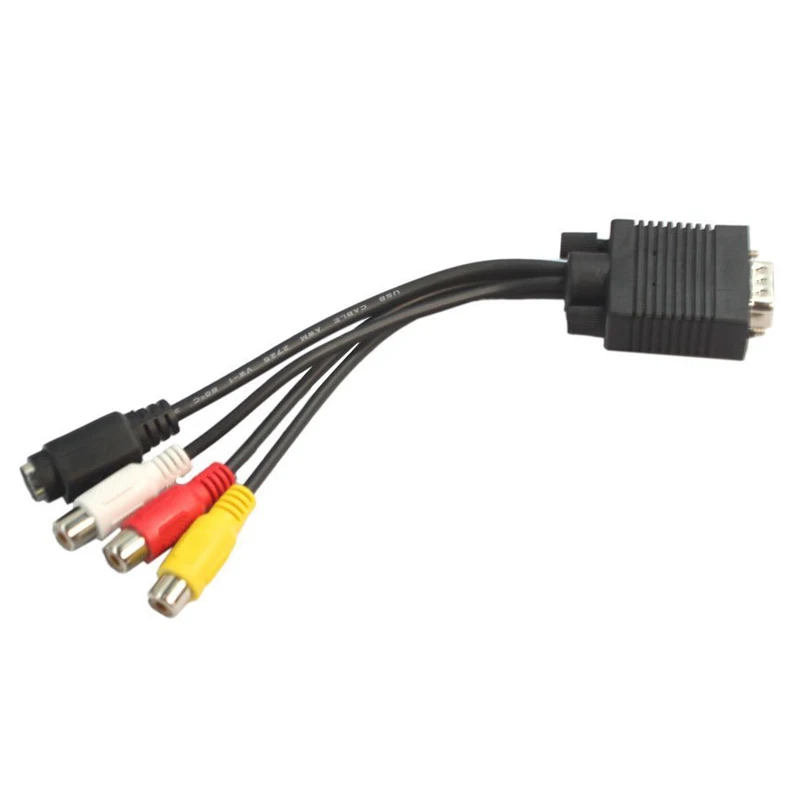 Черный VGA SVGA male S video 3 RCA Аудио Видео AV кабель конвертер|cable converter|av cable3 rca |