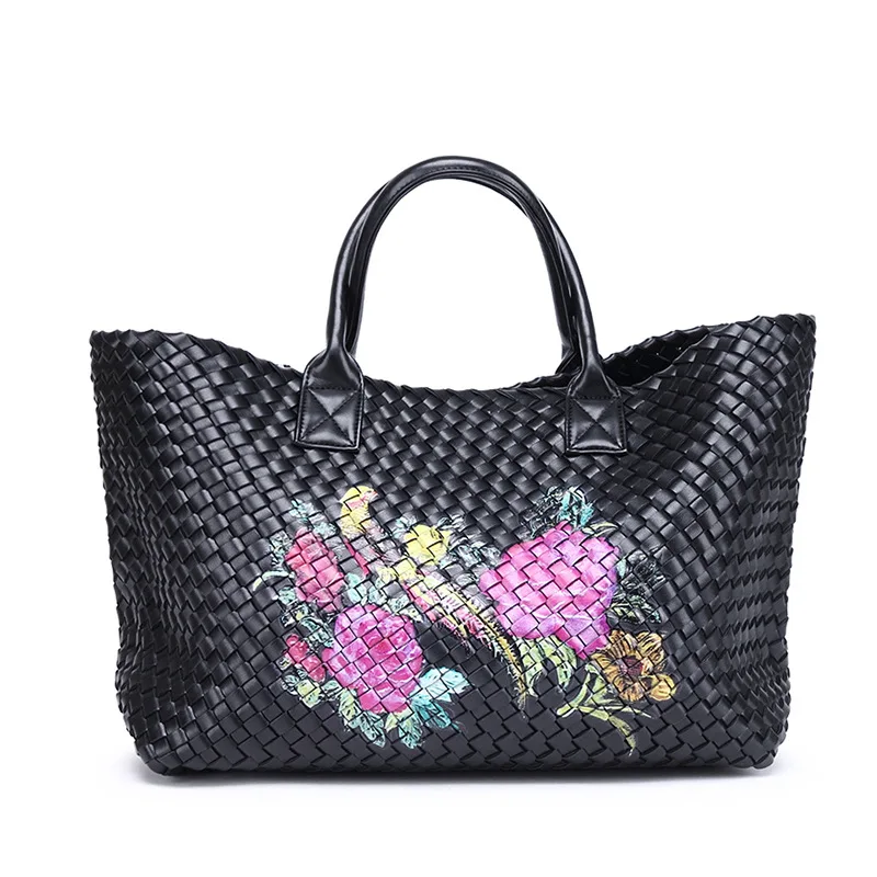 Брендовая женская тканая кожаная сумка высокого качества с вышивкой крестиком