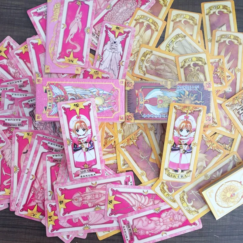 52 шт./компл. аниме Cardcaptor Sakura Косплэй реквизит розовый/красный таро карты КИНОМОТО Сакура Card набор девочек Волшебная аксессуары