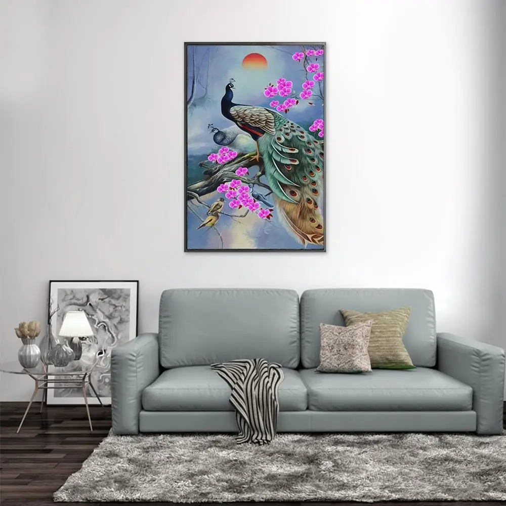 Китайский стиль классический Павлин цветок дерево пейзаж холст печать картина