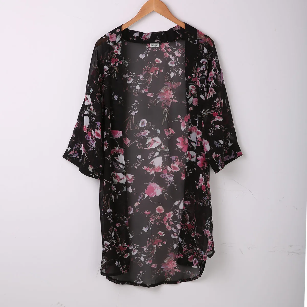 Vacation Fashion Sunscreen Open Stitch Women Chiffon Boho Kimono Flower 3/4 Sleeve Sunblock Jacket Top Blouse Cardigan Shirt |