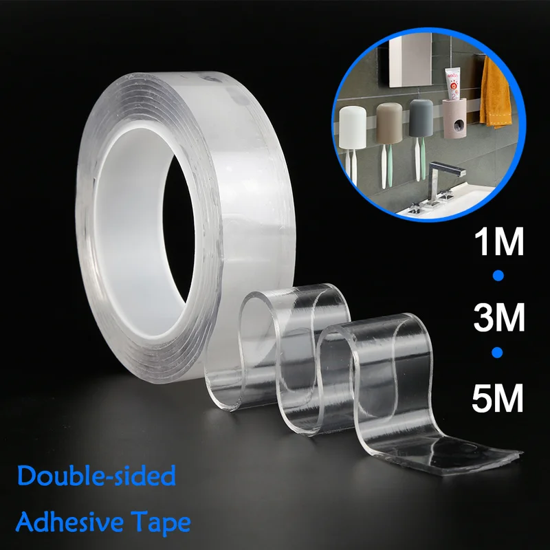 Multifunctional Double-Sided Nano PU Gel Tape Traceless Washable Tapes Adhesive for Home Anti-slip Fixed Sticker 1/ 2/3/5 M