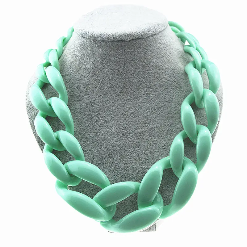 light blue Ufavoirte, ювелирное изделие, массивное ожерелье на цепочке, Массивное колье, цветная большая полимерная цепочка, ожерелье, ювелирное изделие для женщин, подарок - Окраска металла: light blue