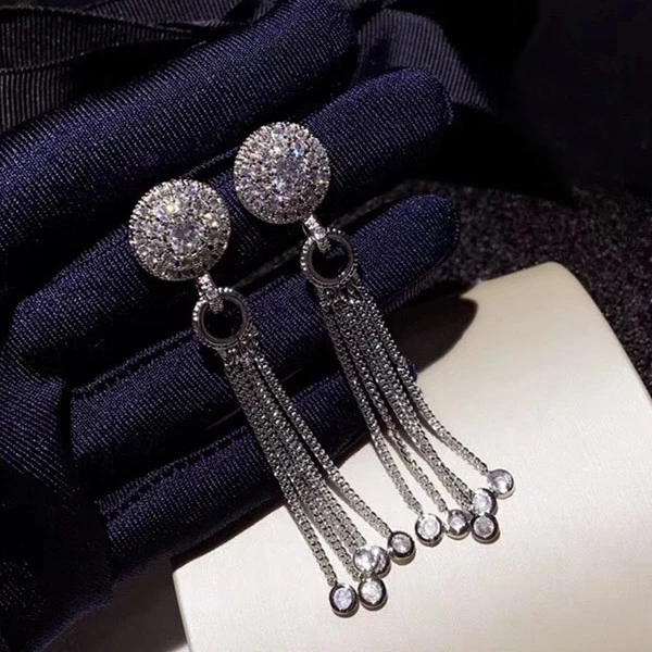 Модные дизайнерские Медь Jewelry 3A кубического циркония вечерние серьги | Украшения