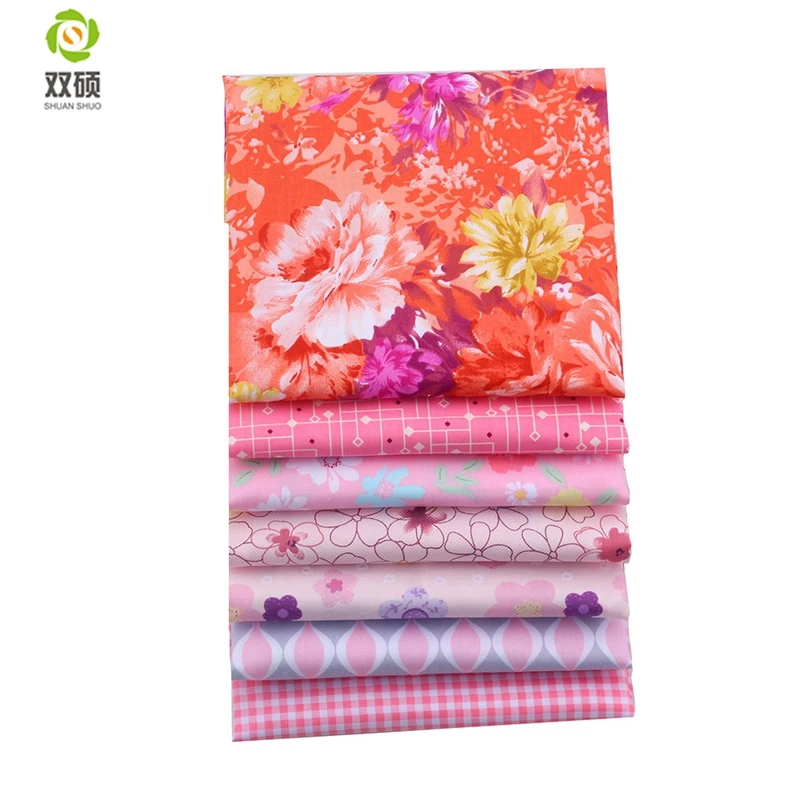 Shuanshuo, 7 шт./лот, розовая Флора, Tissus, хлопковая ткань, Лоскутная Ткань, жир, четверть пряди, ткань для шитья, кукольные ткани, 40*50 см