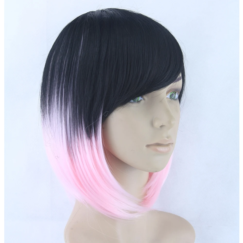 Soowee черный до розовый косплей парик прямые бобо парики короткие женские