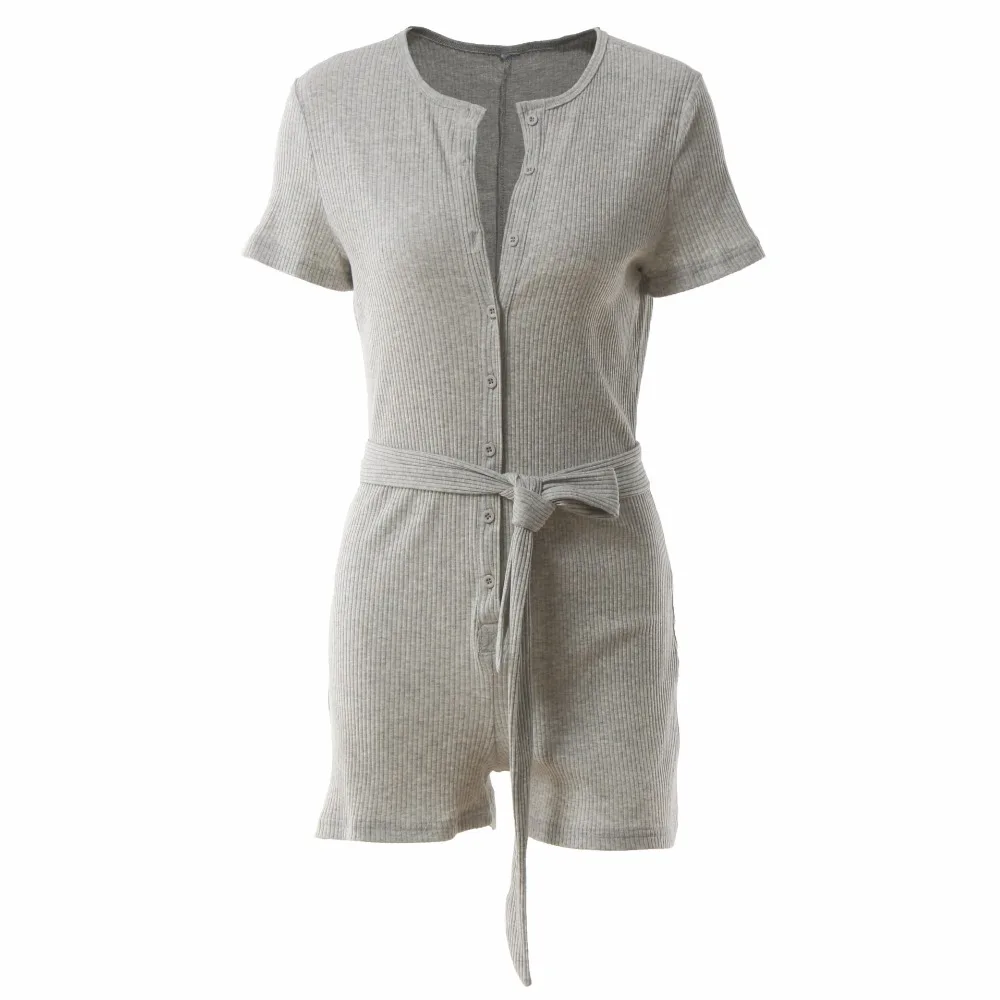 WayToIan Sexy Bodysuit Jumpsuit romper Bodycon Bandage Playsuit Women's Slim Short Cotton Knitted short Sleeve V-Neck Autumn | Женская