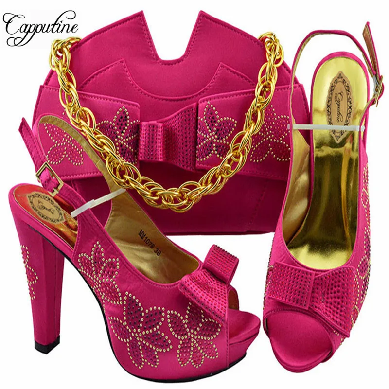 Новое поступление итальянские туфли и сумки Capputine с кристаллами подходящие к