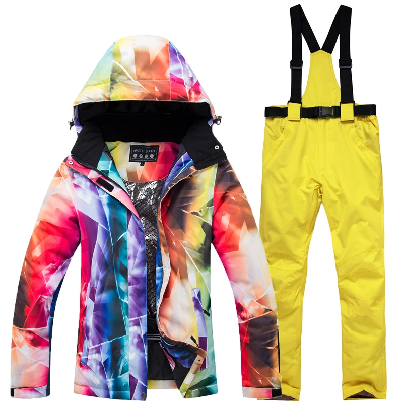 Arctic queen зима лыжный костюм, куртка Для женщин сноуборд спортивный костюм Snowproof зимние дышащие Лыжная куртка+ комбинезон теплые лыжные штаны