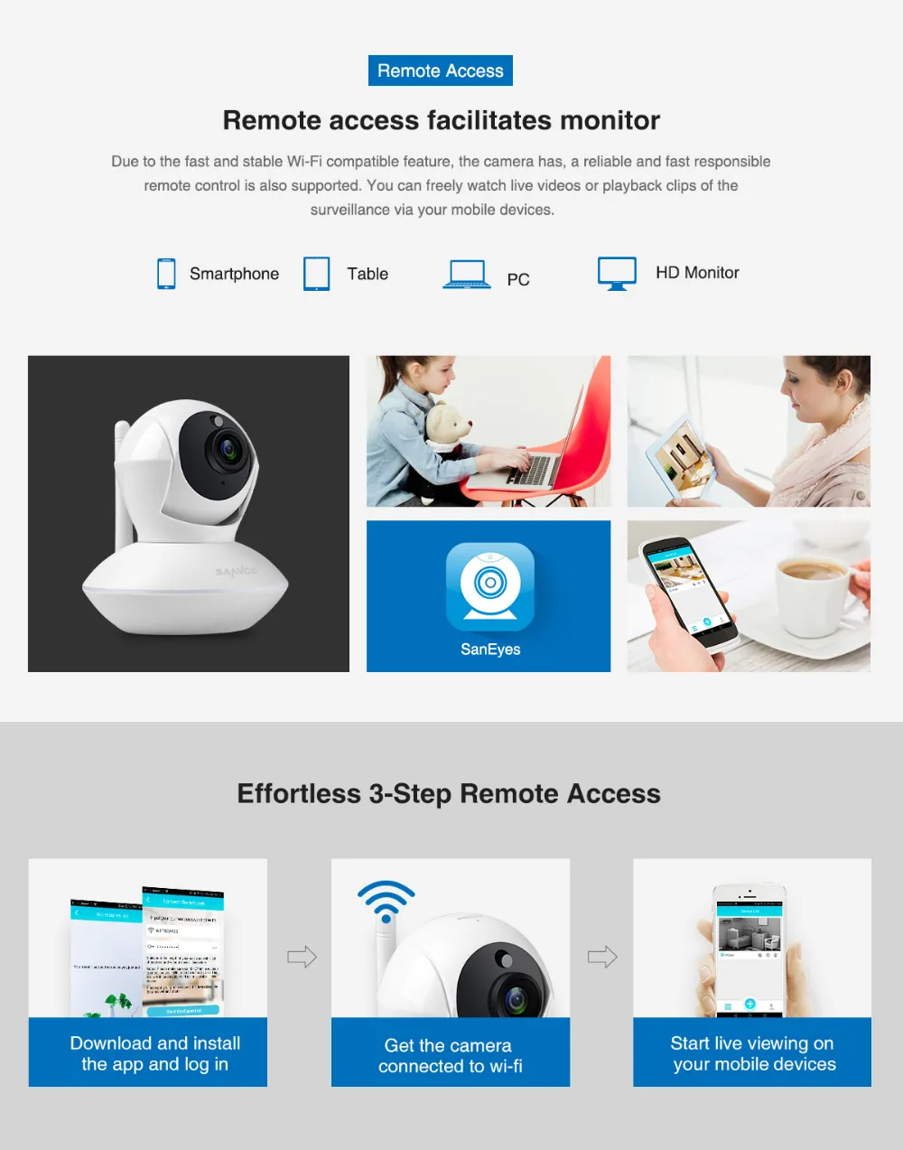 SANNCE Full HD 720P CCTV камера безопасности P2P ИК ночного видения 1.0MP беспроводная домашняя камера наблюдения сеть wifi детский монитор
