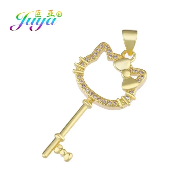 Gold Pendant Ручной работы DIY материал для изготовления украшений роскошный цветок ключ кулон аксессуары для женщин Свадебный день рождения чокер колье изготовление - Окраска металла: Gold Pendant