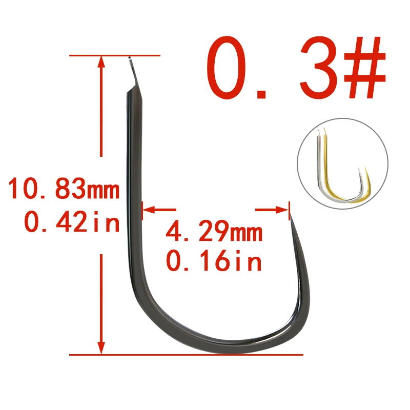 100pcs/Lot Gold Non-Barbed Fishing Hooks Circle High Carbon Steel Sharpened Bait Tackle Strong Fishhook Sizes 0.1 0.3 1 2 3 4 | Спорт и