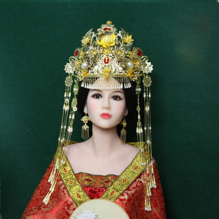 Li ChangLe Wedding Tiara Ancient Chinese Traditional Wedding Phoenix Tiara for Newest TV Play The Princess WeiYoung