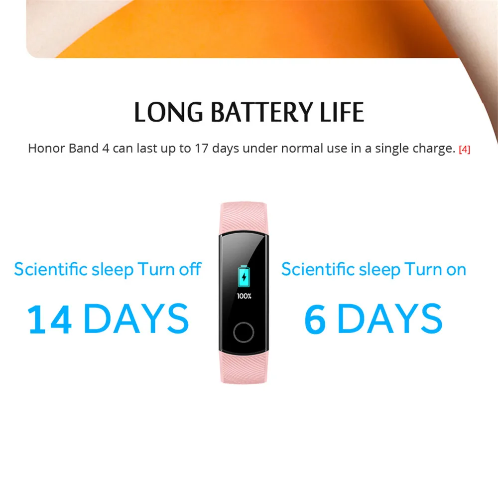 Умный Браслет huawei Honor Band 4 0,95 ''цветной сенсорный экран Amoled дисплей для плавания с осанкой для определения пульса и сна