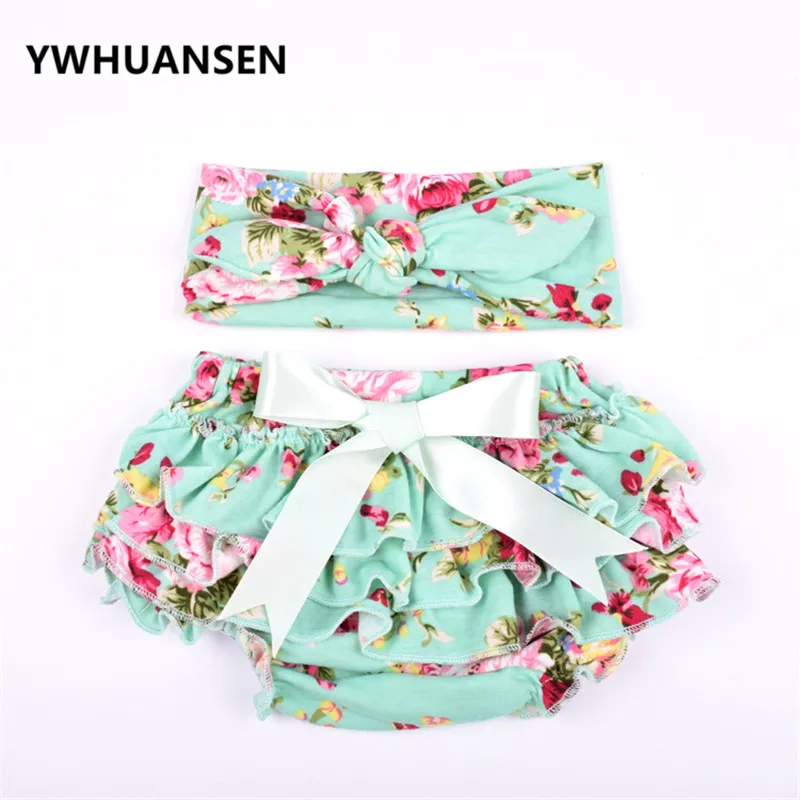 YWHUANSEN 2 шт./компл. принцессы трусики с повязкой на голову, комбинезон с цветочными рюшами трусы для девочек с рисунками из мультфильма «модные штаны для девочек, для детей от двух до шести лет модный детский's