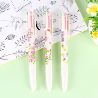 36 pcslot summer flower ballpoint pens 0 5mm 4 color in 1 marker pens stationery office school supplies canetas escolar eb526
