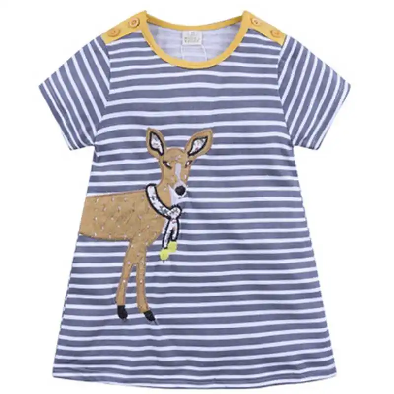 Baby Girls Dress Summer 2018 Kids Dresses for Clothes Striped Animal Appliques Christmas Princess Children Clothing | Детская одежда и