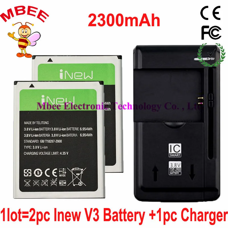 

1LOT=1PC Desk Dock Charger +2PCS 2300mAh Original iNew V3 V3C V3+ V3 Plus Battery Batterie Bateria Batterij Accumulator AKKU PIL