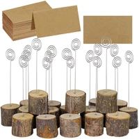 5pcs wedding wooden stump name place card stand rack table number card clip wood art craft decoration home party supplies