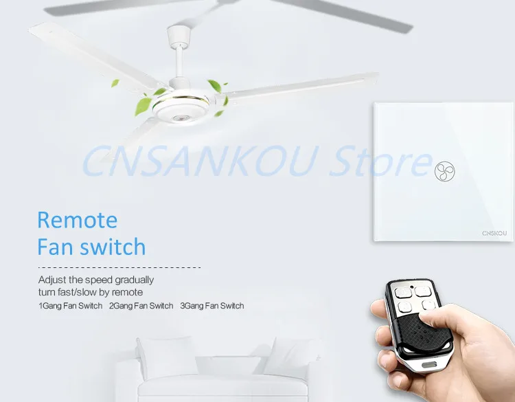 CNSKOU 86 ЕС Великобритания Стандартный Wifi переключатель скорости вентилятора белый