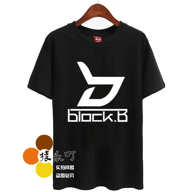 

Summer men women kpop block b logo printing t-shirt for kpop fans supportive o neck short sleeve t shirt