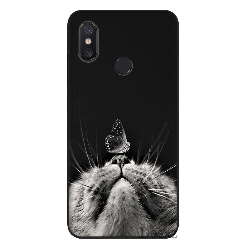Mobile Phone Case For Xiaomi MiMAX3 6 8 9 10 SE A1 2 3 9T CC9 E Pro LiteSilicone Cover Butterfly Stand On The Cat Nose Bag Shell | Мобильные